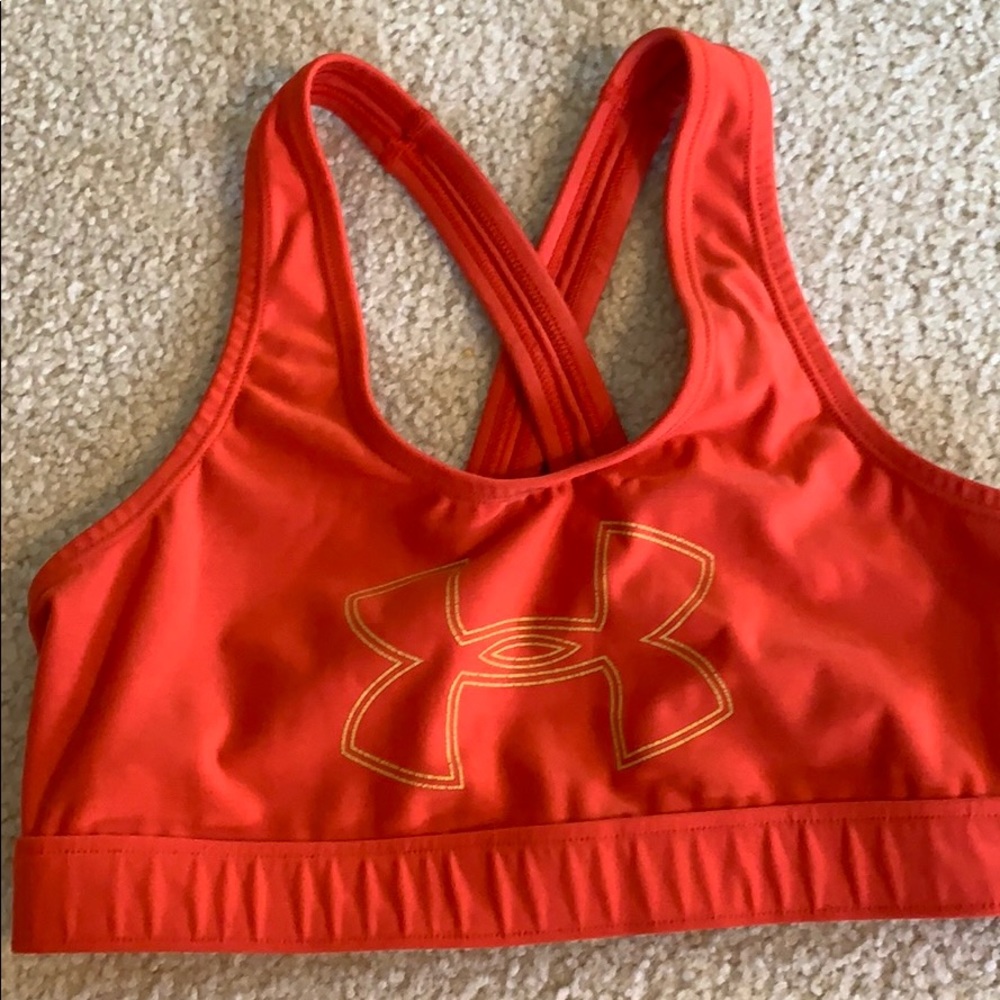 Orange Under Armour sports bra